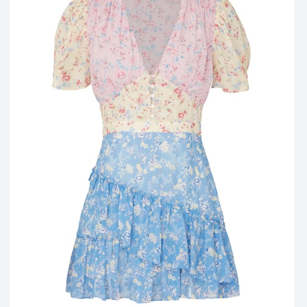 Floral Patchwork Ruffle Dress - image 1